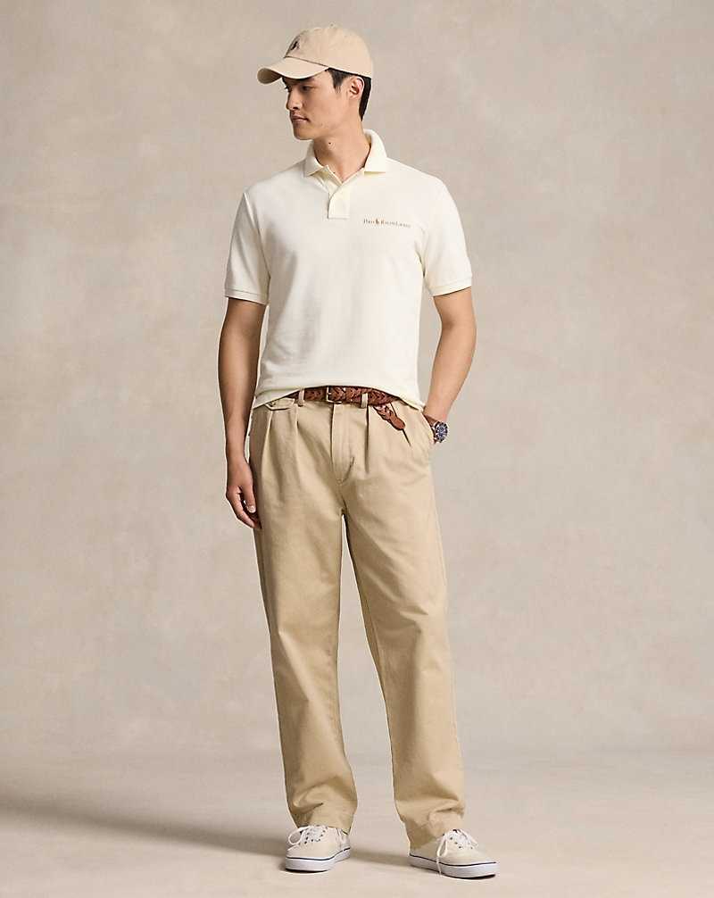 Camisa Polo Ralph Lauren Classic Fit Logo Mesh Hombre Creme | EACXKDN-15 - vista 3