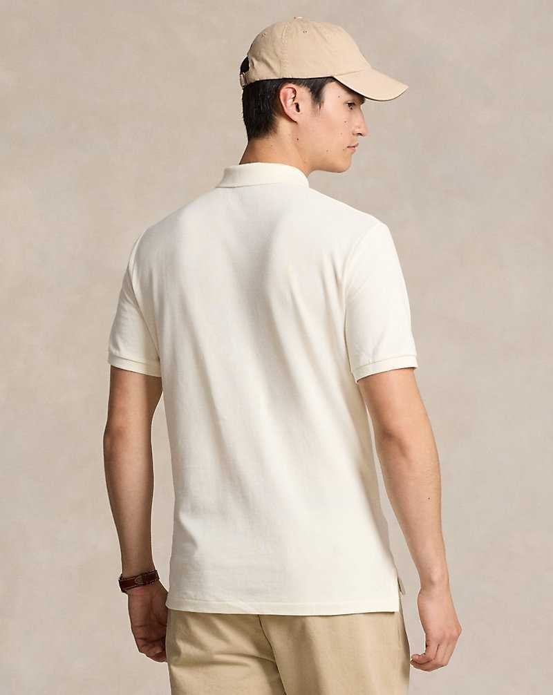 Camisa Polo Ralph Lauren Classic Fit Logo Mesh Hombre Creme | EACXKDN-15 - vista 4