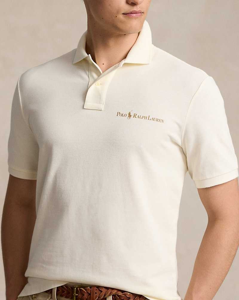 Camisa Polo Ralph Lauren Classic Fit Logo Mesh Hombre Creme | EACXKDN-15 - vista 5