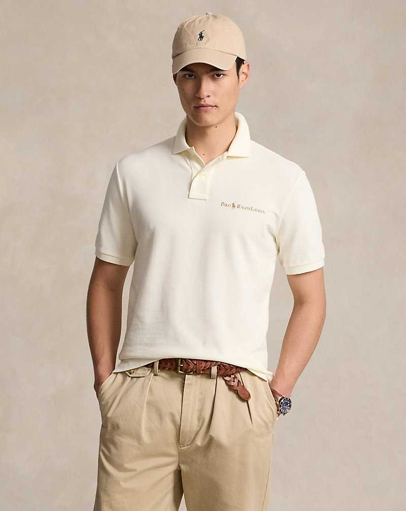 Camisa Polo Ralph Lauren Classic Fit Logo Mesh Hombre Creme | EACXKDN-15 - vista 1