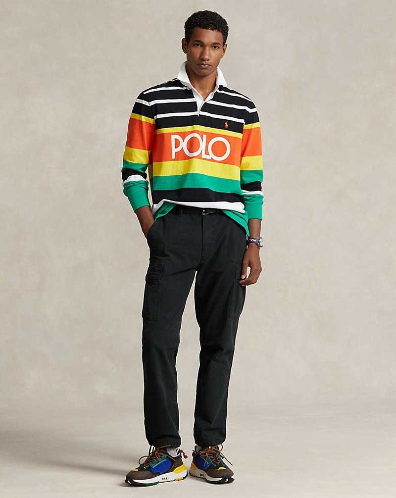 Camisa Polo Ralph Lauren Classic Fit Logo Jersey Rugby Hombre Naranjas Rayas | NACSOXH-34 - vista 3