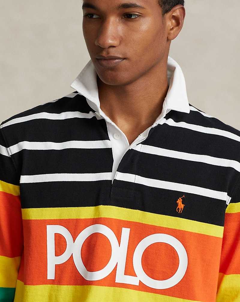 Camisa Polo Ralph Lauren Classic Fit Logo Jersey Rugby Hombre Naranjas Rayas | NACSOXH-34 - vista 5