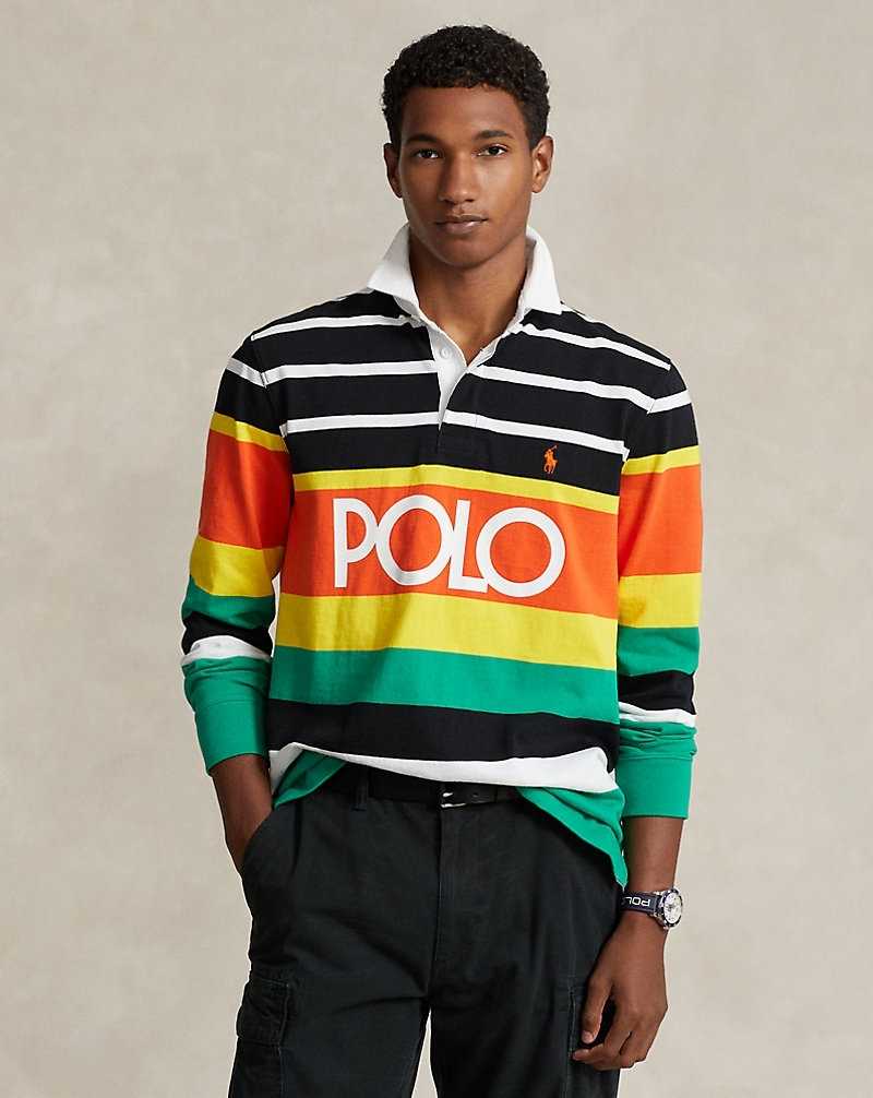 Camisa Polo Ralph Lauren Classic Fit Logo Jersey Rugby Hombre Naranjas Rayas | NACSOXH-34 - vista 1