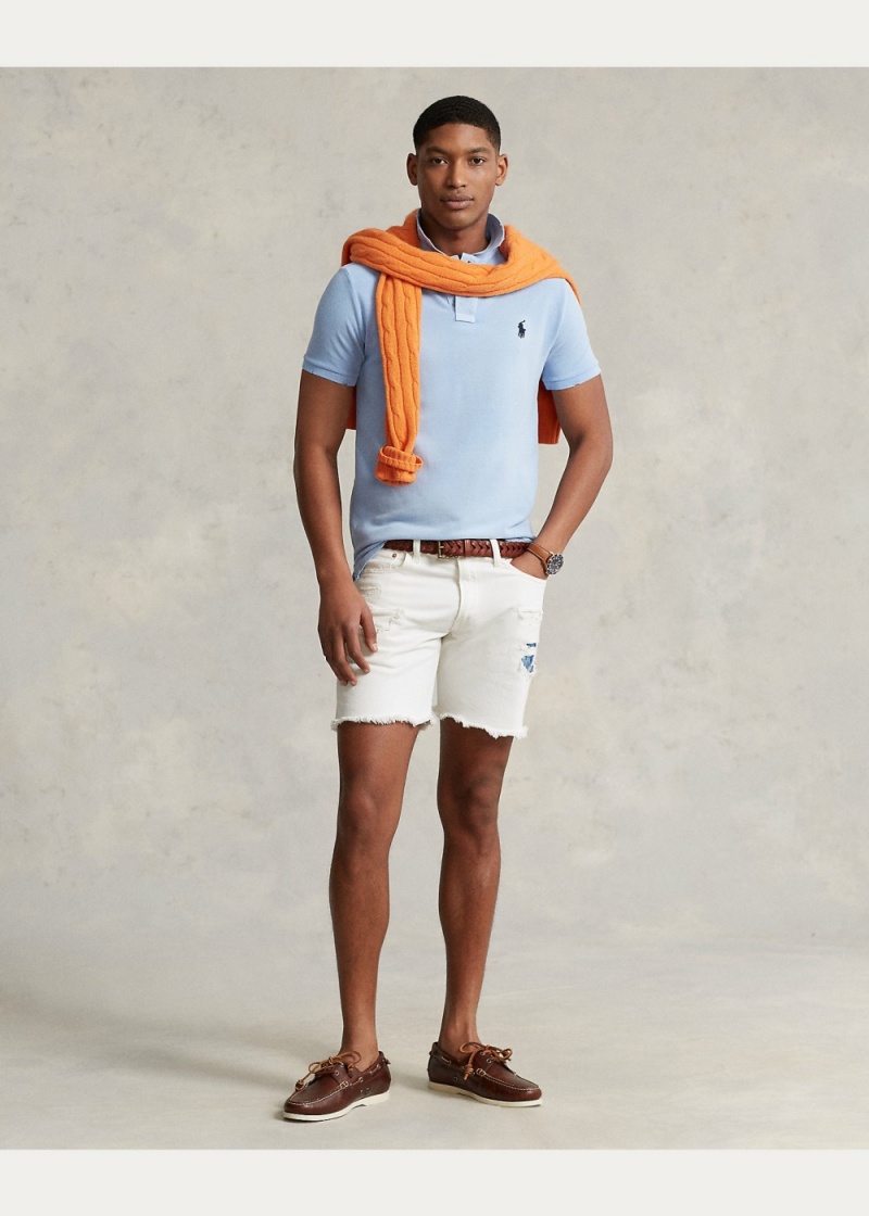 Camisa Polo Classic Fit Mended Mesh Hombre Azules | ARYQ93401 - vista 3