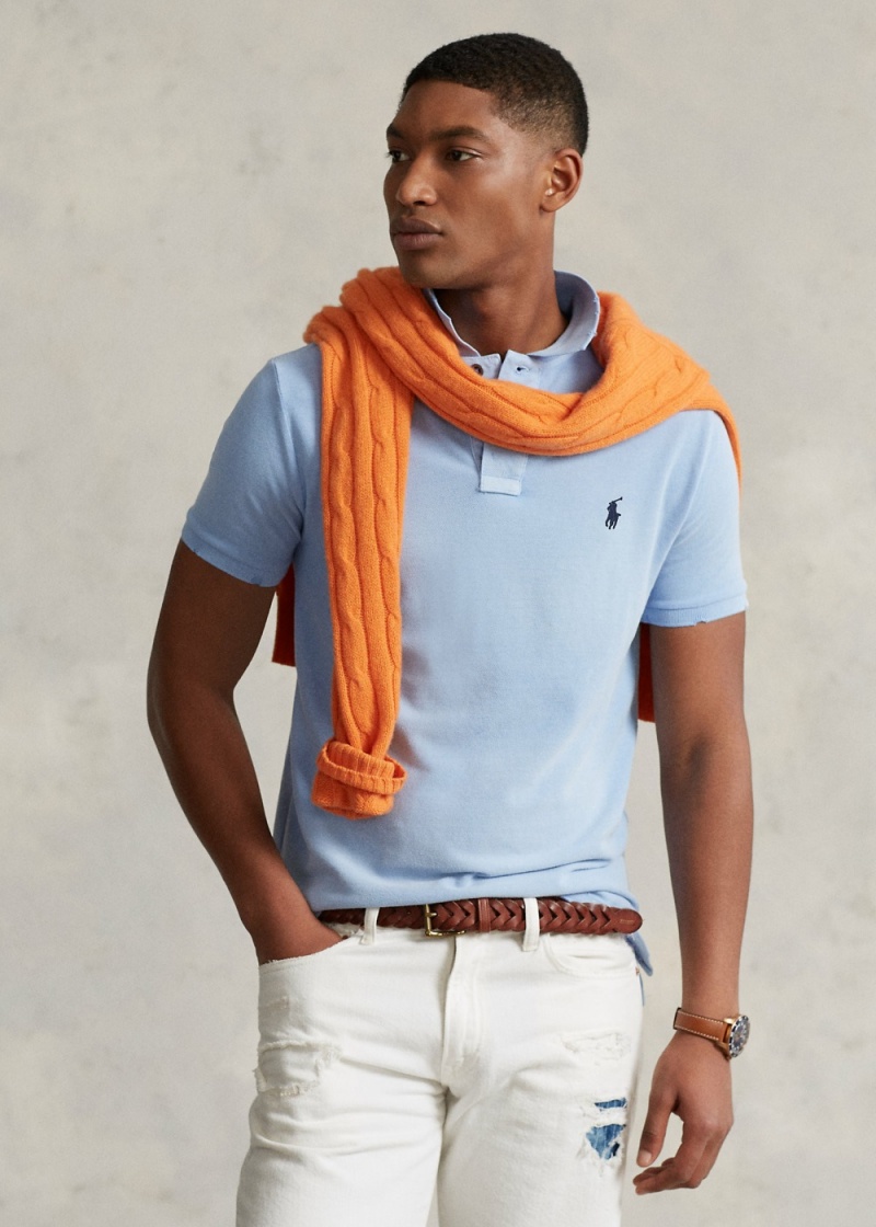 Camisa Polo Classic Fit Mended Mesh Hombre Azules | ARYQ93401 - vista 1