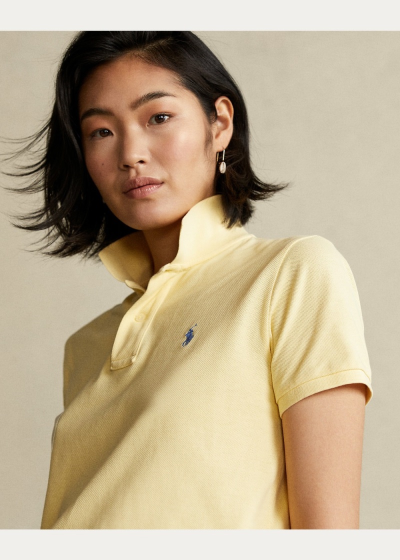Camisa Polo Classic Fit Mesh Mujer Amarillos | CTPE16378 - vista 4