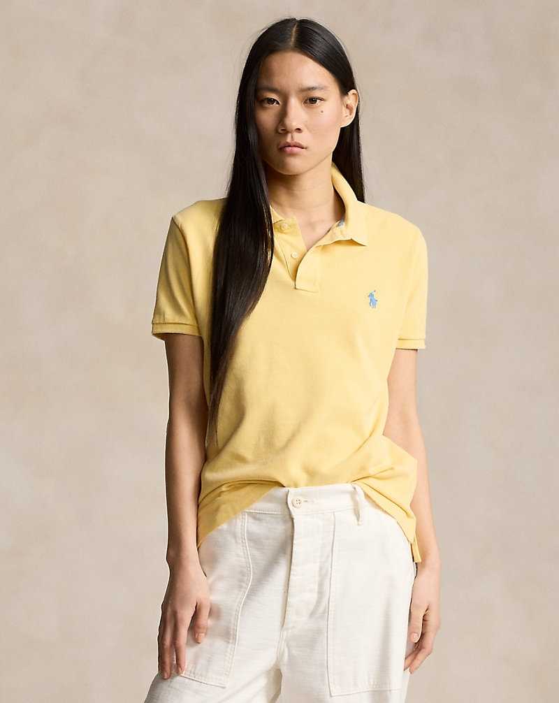 Camisa Polo Ralph Lauren Classic Fit Mesh Mujer Amarillos | WOMYINP-69 - vista 3