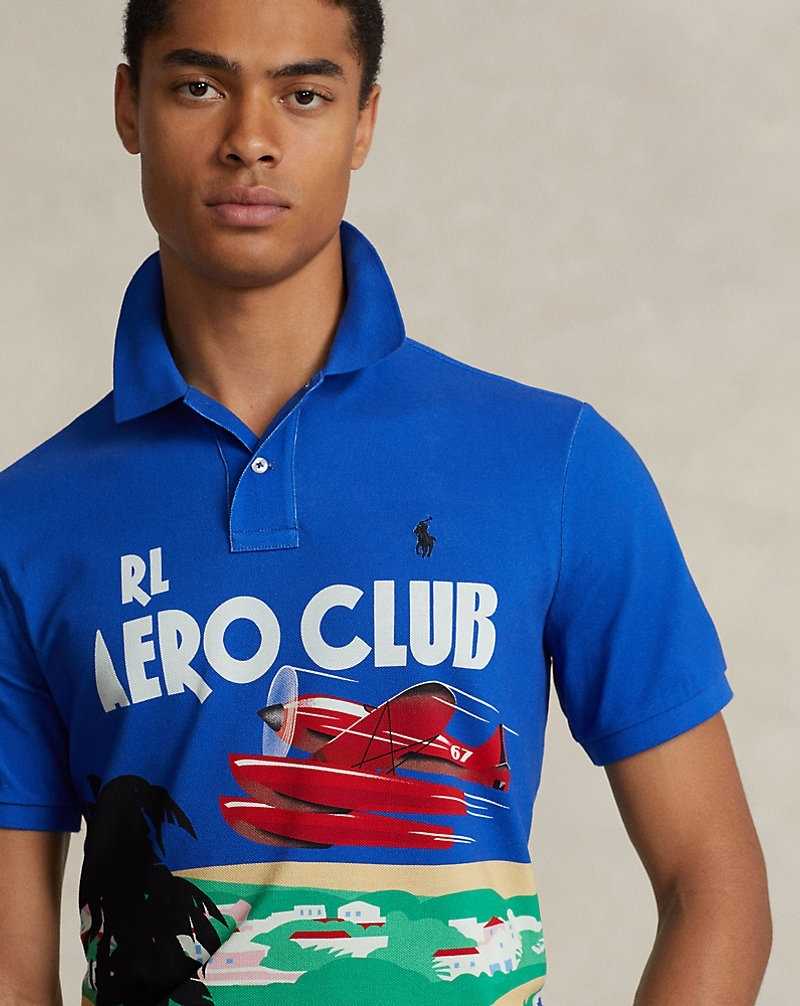 Camisa Polo Ralph Lauren Classic Fit Mesh Graphic Hombre Sapphire Star Multi | BKQXYIT-90 - vista 5