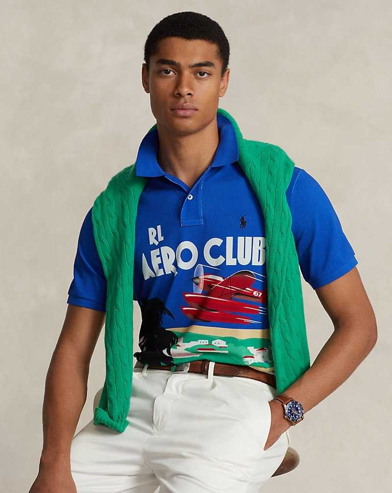 Camisa Polo Ralph Lauren Classic Fit Mesh Graphic Hombre Sapphire Star Multi | BKQXYIT-90 - vista 1