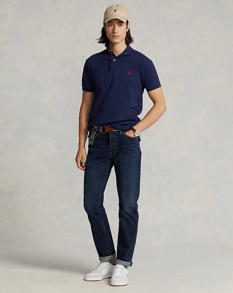 Camisa Polo Ralph Lauren Classic Fit Mesh Hombre Navy/Red | TZWEUPD-60 - vista 3