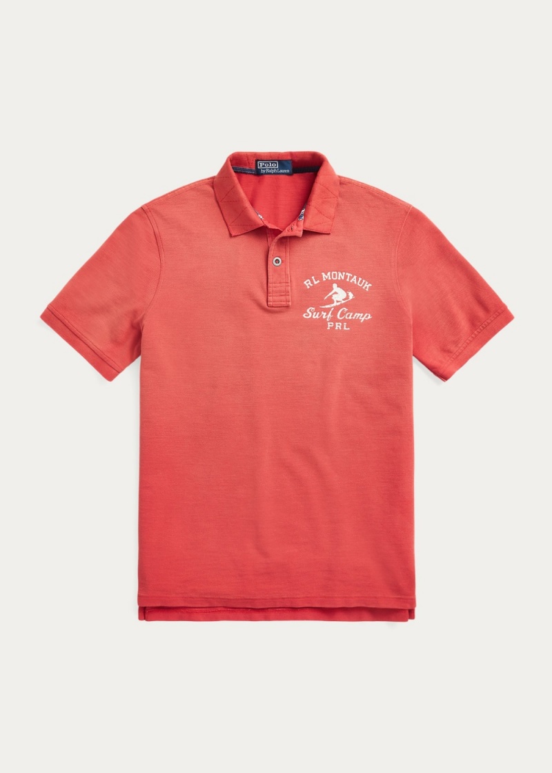 Camisa Polo Classic Fit Mesh Estampados Hombre Rojos | OUPC08534 - vista 2