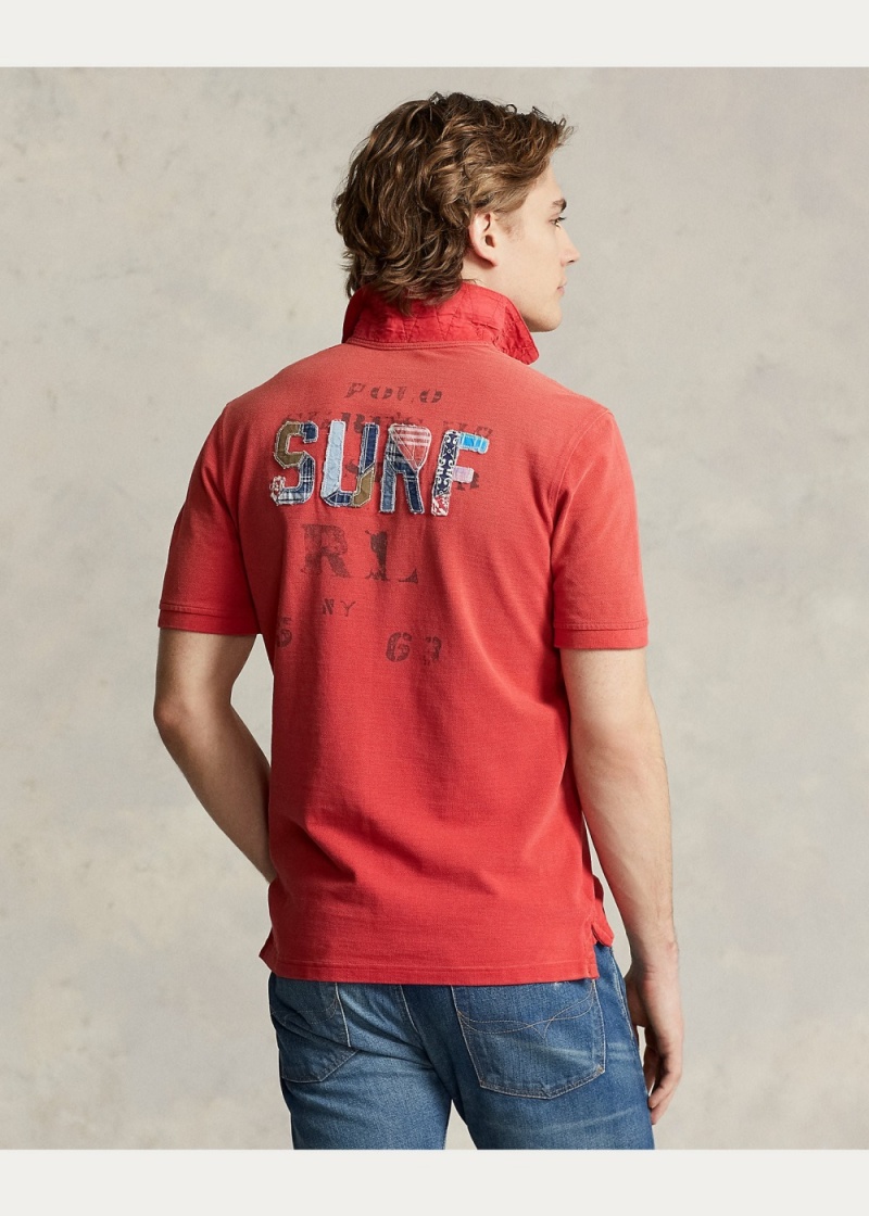 Camisa Polo Classic Fit Mesh Estampados Hombre Rojos | OUPC08534 - vista 4
