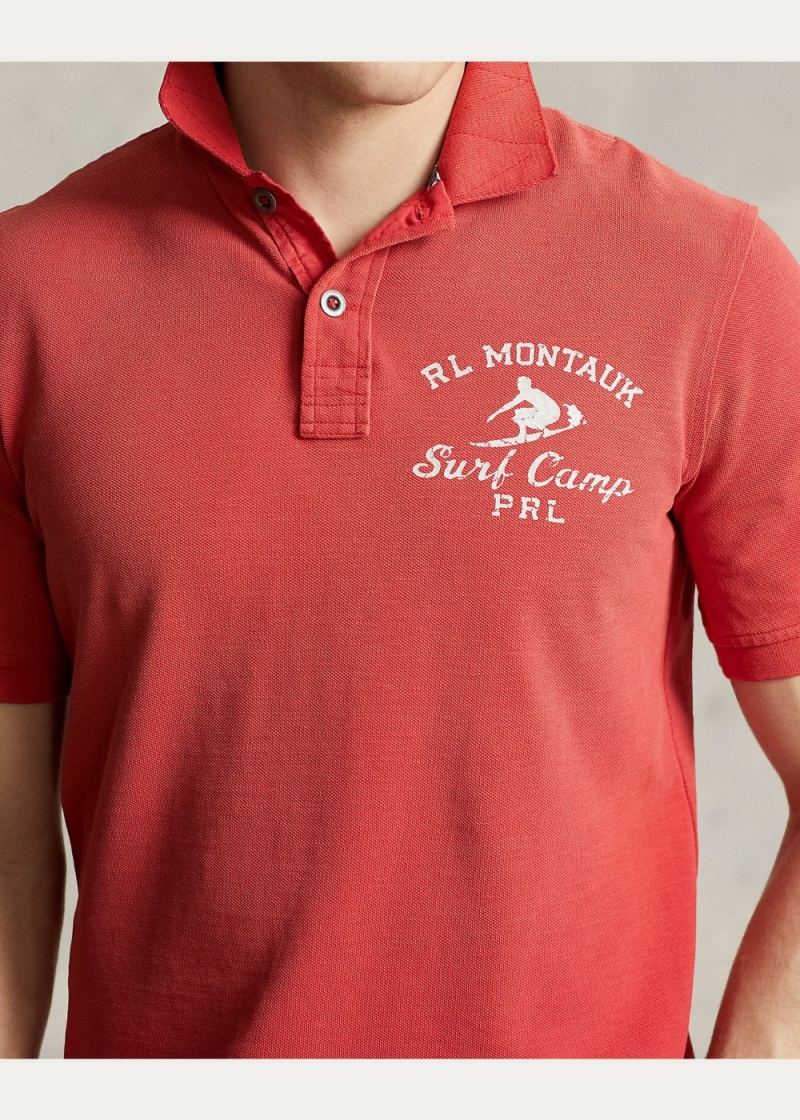 Camisa Polo Classic Fit Mesh Estampados Hombre Rojos | OUPC08534 - vista 5