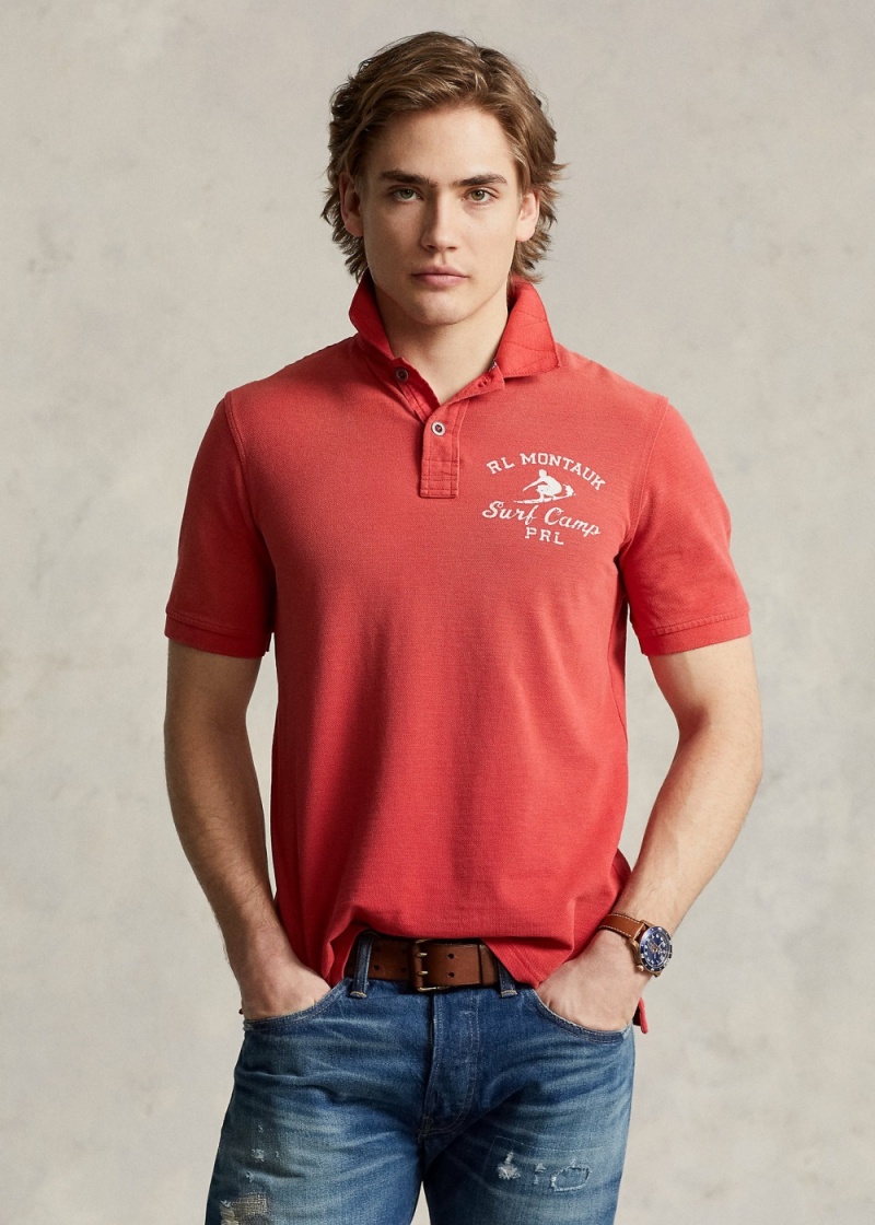 Camisa Polo Classic Fit Mesh Estampados Hombre Rojos | OUPC08534 - vista 1