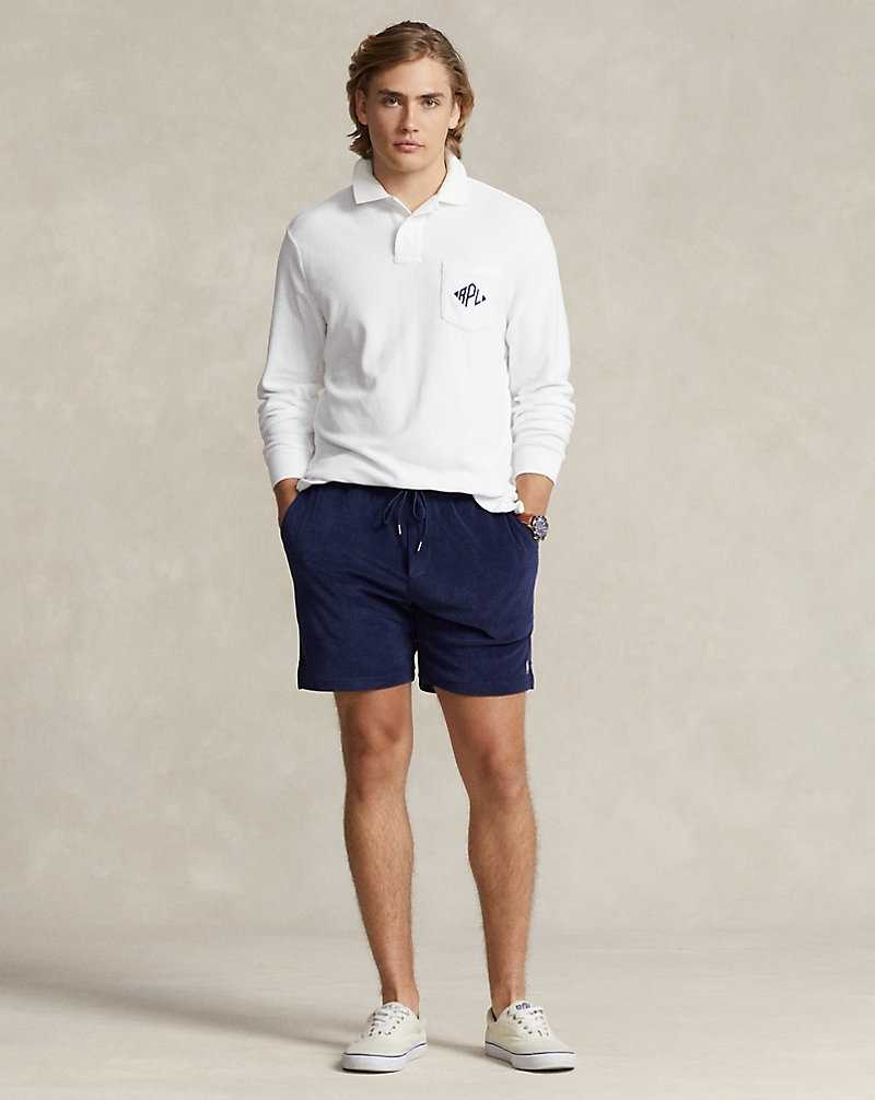 Camisa Polo Ralph Lauren Classic Fit Monogram Terry Hombre Blancos | FDTNVKY-36 - vista 3