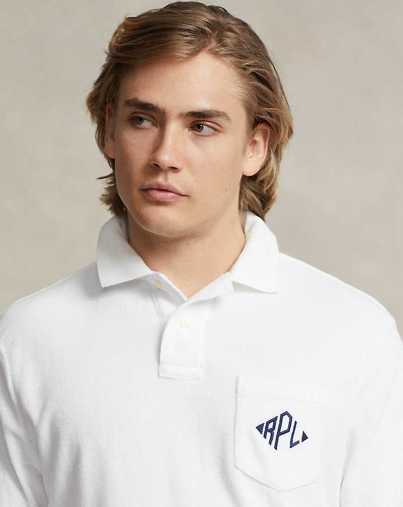Camisa Polo Ralph Lauren Classic Fit Monogram Terry Hombre Blancos | FDTNVKY-36 - vista 5