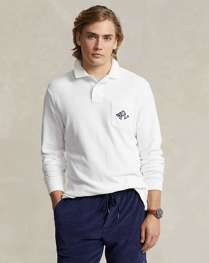 Camisa Polo Ralph Lauren Classic Fit Monogram Terry Hombre Blancos | FDTNVKY-36 - vista 1