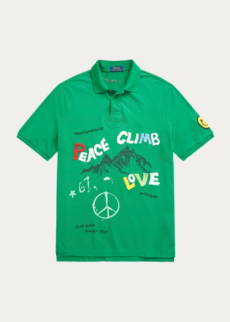 Camisa Polo Classic Fit Peace Climb Love Hombre Verdes | JVFB48950 - vista 2