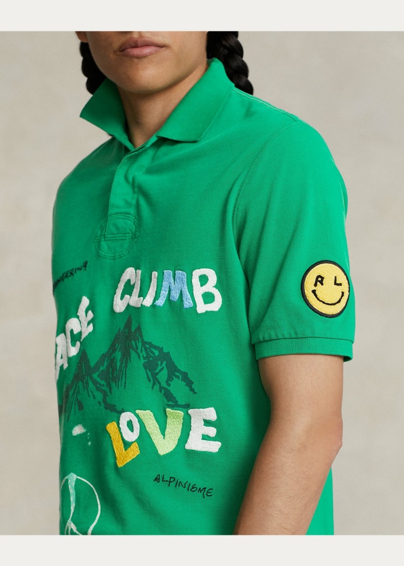 Camisa Polo Classic Fit Peace Climb Love Hombre Verdes | JVFB48950 - vista 5
