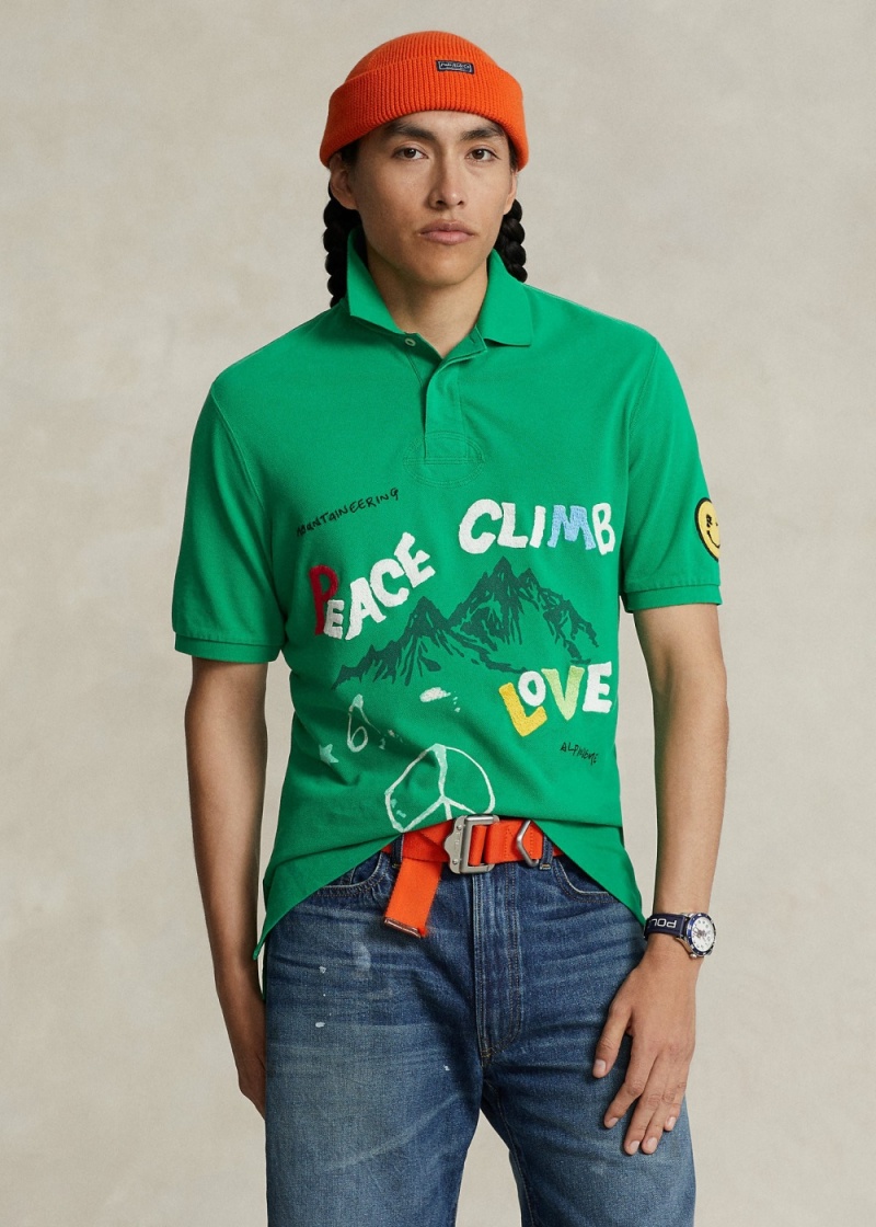 Camisa Polo Classic Fit Peace Climb Love Hombre Verdes | JVFB48950 - vista 1