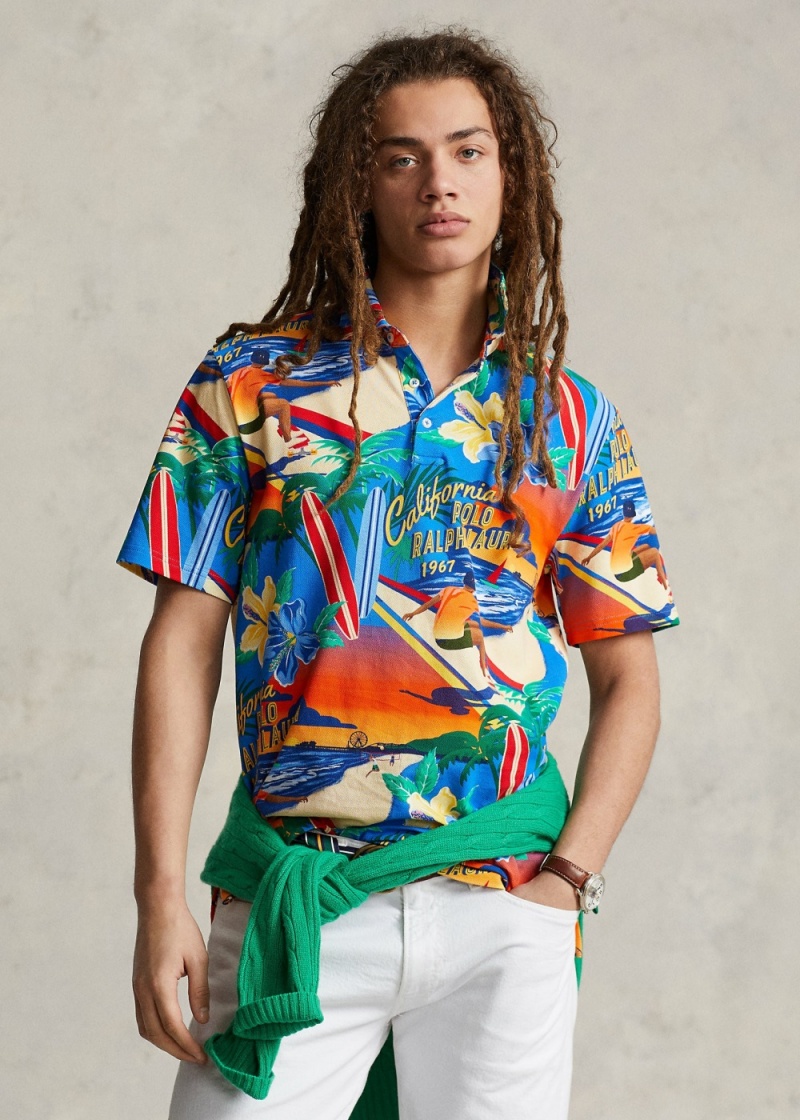 Camisa Polo Classic Fit Printed Mesh Hombre Azul Marino | MIOY23089 - vista 1