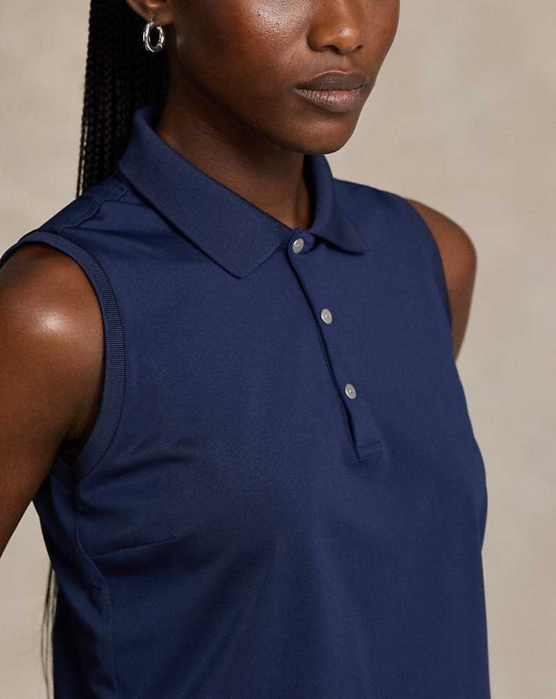 Camisa Polo Ralph Lauren Classic Fit Sleeveless Tour Mujer Azul Marino | YIHTGKW-74 - vista 5