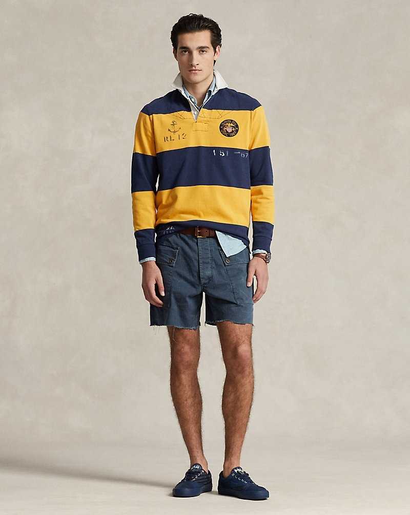 Camisa Polo Ralph Lauren Classic Fit Striped Jersey Rugby Hombre Azul Marino | ITFZQLE-80 - vista 3