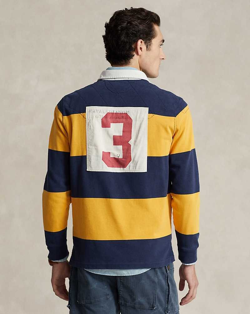 Camisa Polo Ralph Lauren Classic Fit Striped Jersey Rugby Hombre Azul Marino | ITFZQLE-80 - vista 4
