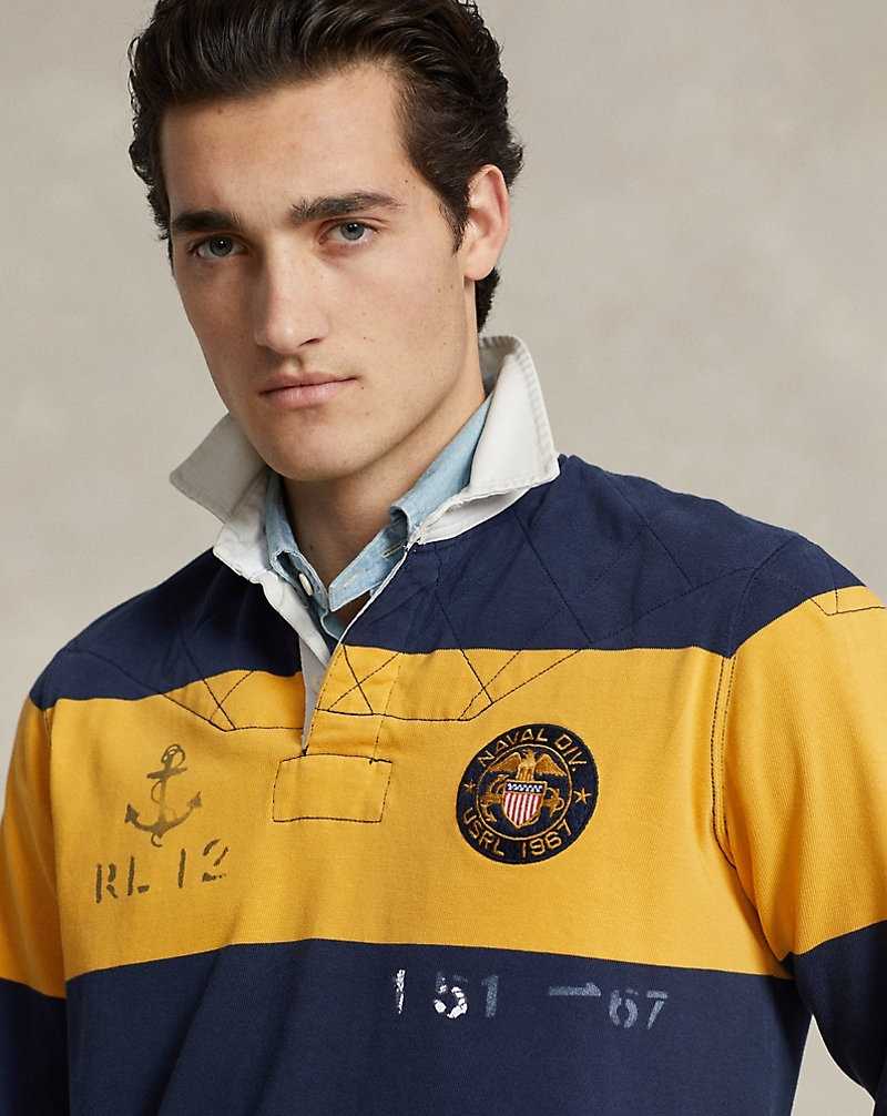 Camisa Polo Ralph Lauren Classic Fit Striped Jersey Rugby Hombre Azul Marino | ITFZQLE-80 - vista 5