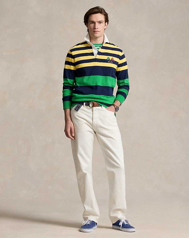 Camisa Polo Ralph Lauren Classic Fit Striped Jersey Rugby Hombre Amarillos | LVUJIZH-63 - vista 3