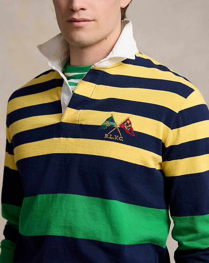 Camisa Polo Ralph Lauren Classic Fit Striped Jersey Rugby Hombre Amarillos | LVUJIZH-63 - vista 5