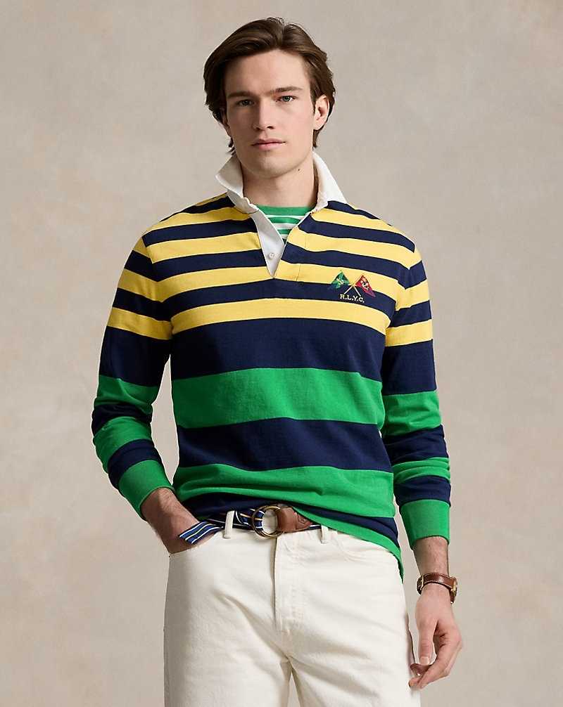 Camisa Polo Ralph Lauren Classic Fit Striped Jersey Rugby Hombre Amarillos | LVUJIZH-63 - vista 1