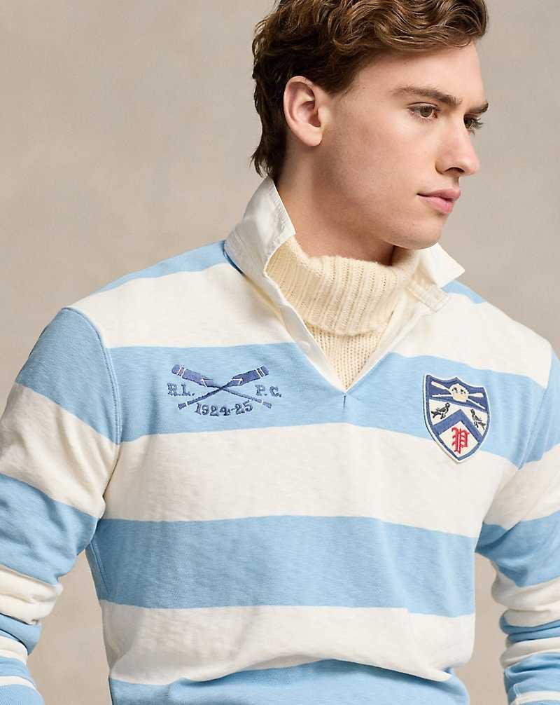Camisa Polo Ralph Lauren Classic Fit Striped Jersey Rugby Hombre Powder Blue/Nevis | SHFZMEY-48 - vista 5