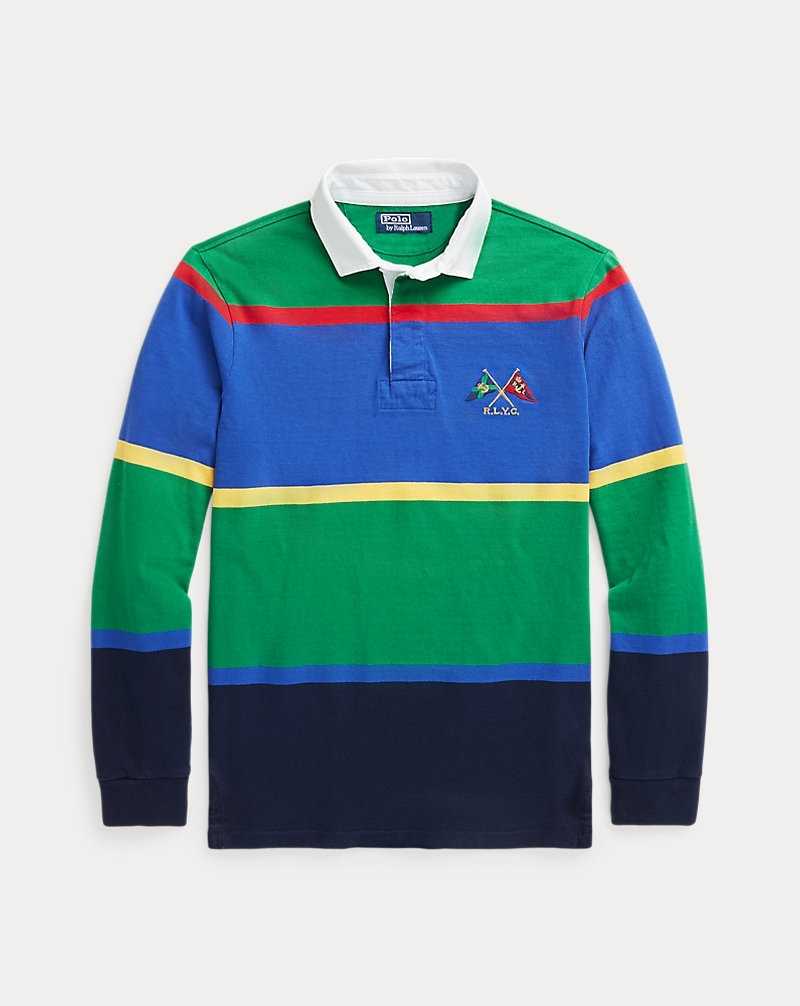 Camisa Polo Ralph Lauren Classic Fit Striped Jersey Rugby Hombre Verdes | KZXJDWO-16 - vista 2