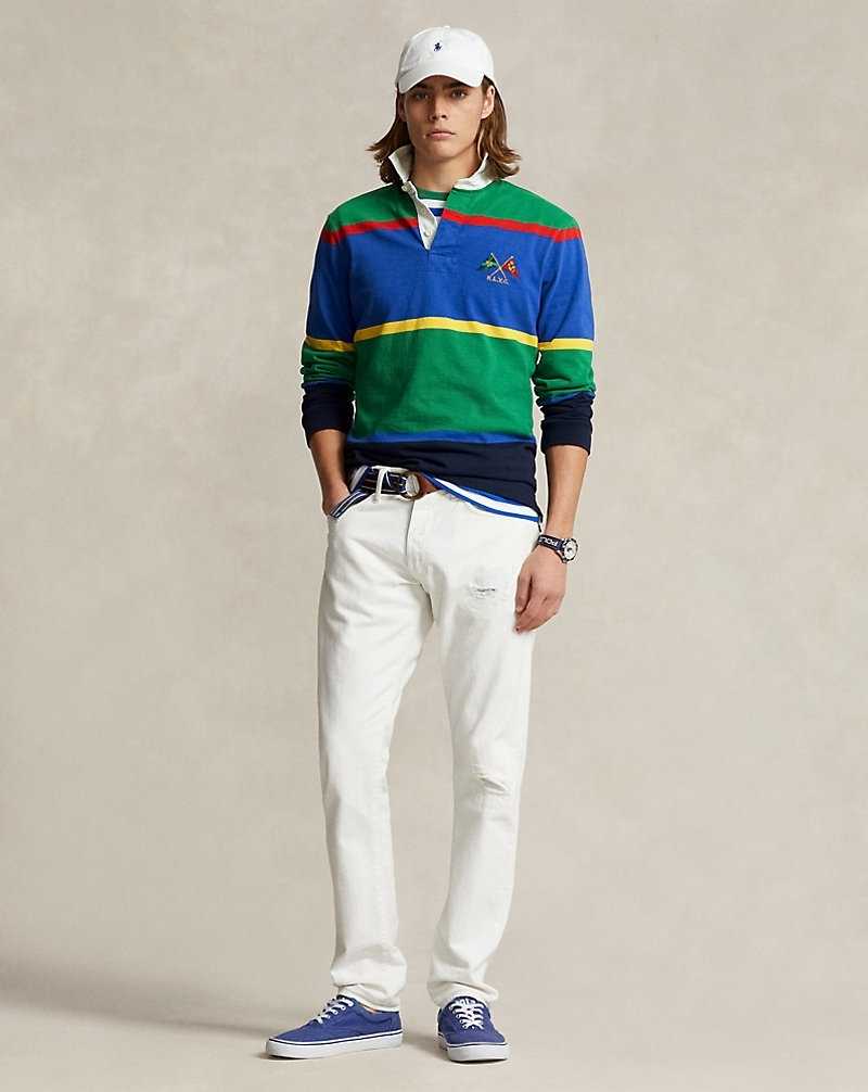 Camisa Polo Ralph Lauren Classic Fit Striped Jersey Rugby Hombre Verdes | KZXJDWO-16 - vista 3
