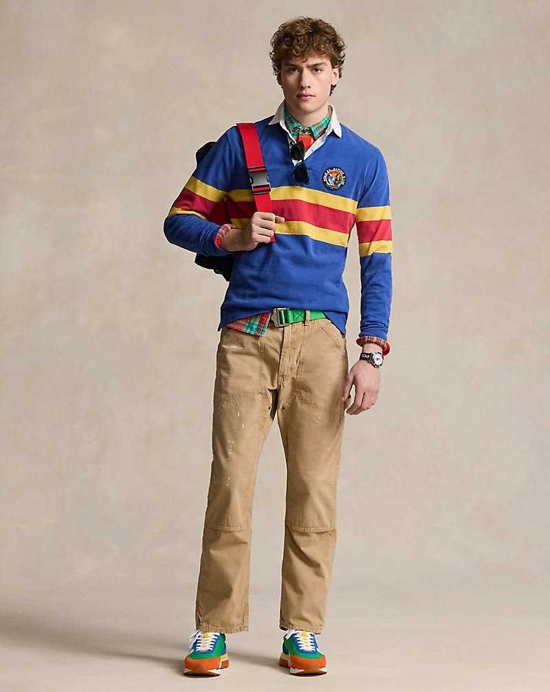Camisa Polo Ralph Lauren Classic Fit Striped Jersey Rugby Hombre Azules | JXYVNBQ-98 - vista 3