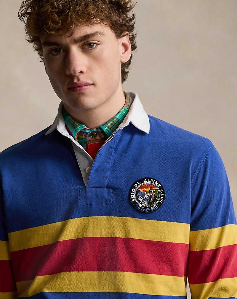 Camisa Polo Ralph Lauren Classic Fit Striped Jersey Rugby Hombre Azules | JXYVNBQ-98 - vista 5