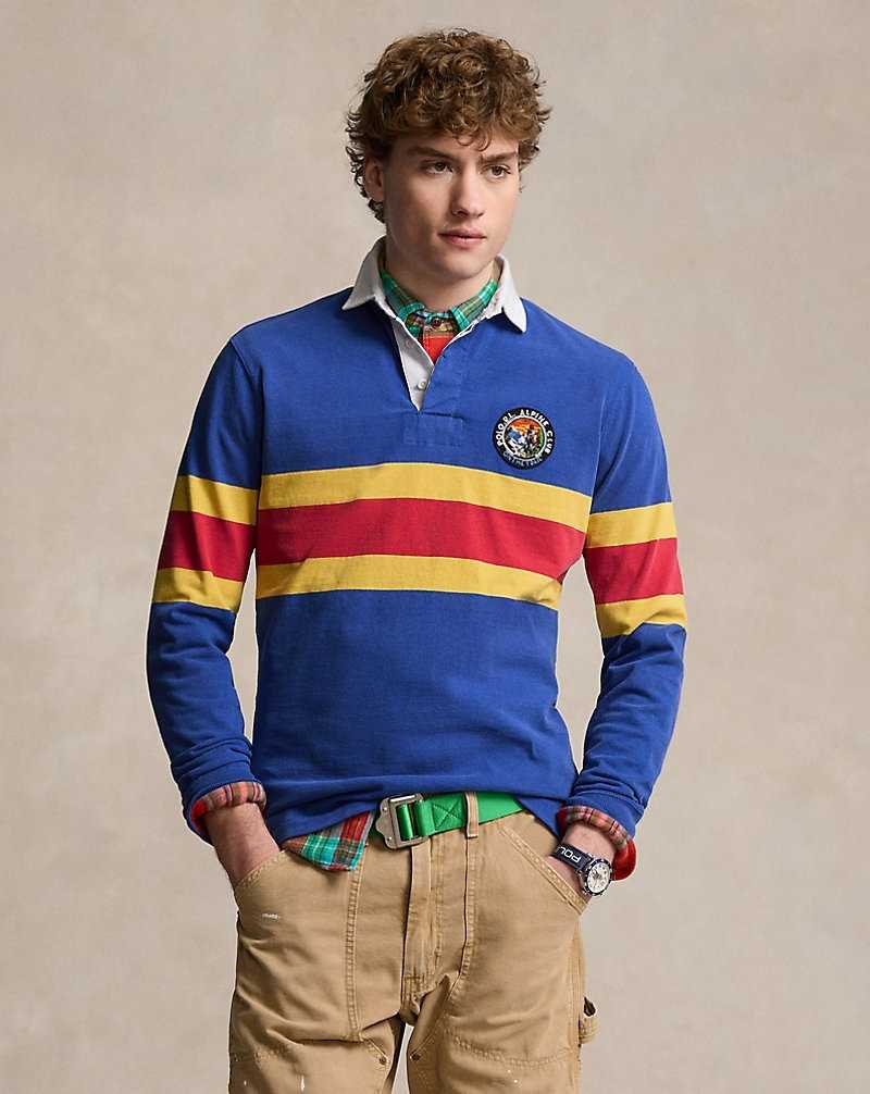 Camisa Polo Ralph Lauren Classic Fit Striped Jersey Rugby Hombre Azules | JXYVNBQ-98 - vista 1