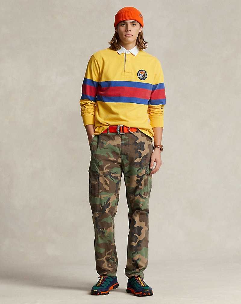 Camisa Polo Ralph Lauren Classic Fit Striped Jersey Rugby Hombre Amarillos | OPRSYNG-86 - vista 3