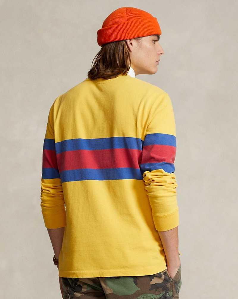 Camisa Polo Ralph Lauren Classic Fit Striped Jersey Rugby Hombre Amarillos | OPRSYNG-86 - vista 4