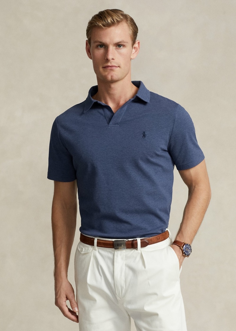 Camisa Polo Classic Fit Stretch Mesh Hombre Azul Marino | SNJX16247 - vista 1