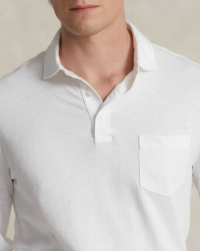 Camisa Polo Ralph Lauren Cotton-Linen Mesh Hombre Blancos | HLAPKGE-71 - vista 5