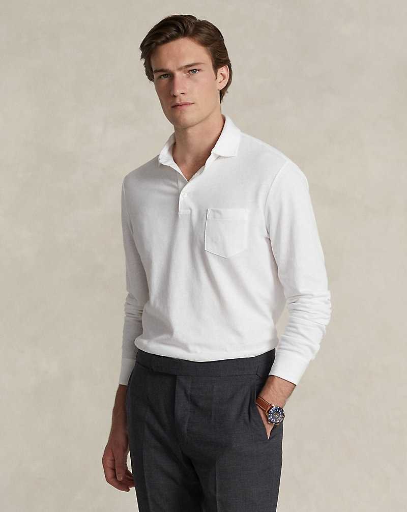 Camisa Polo Ralph Lauren Cotton-Linen Mesh Hombre Blancos | HLAPKGE-71 - vista 1