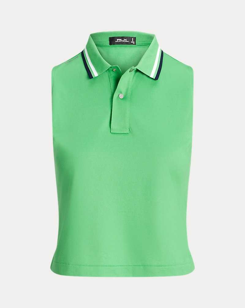 Camisa Polo Ralph Lauren Crop Tailored Fit Sleeveless Mujer Green/Rfnd Nvy/Crmc Wht | NYQLOCI-03 - vista 2