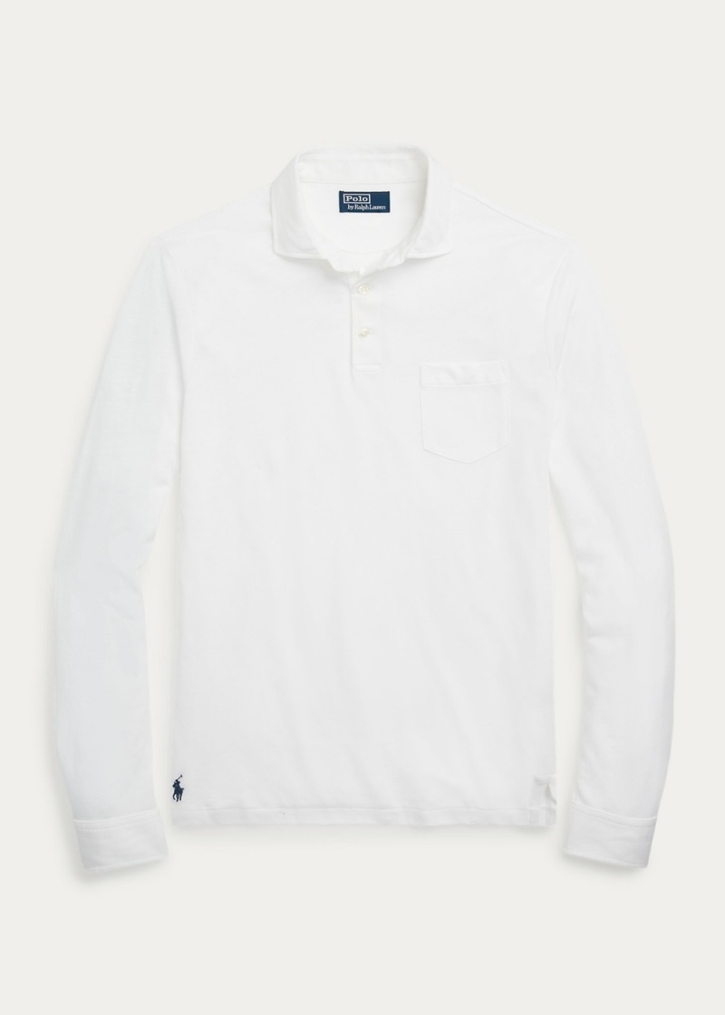 Camisa Polo Custom Slim Algodon-Linen Oxford Polo Hombre Blancos | HKLI06243 - vista 2