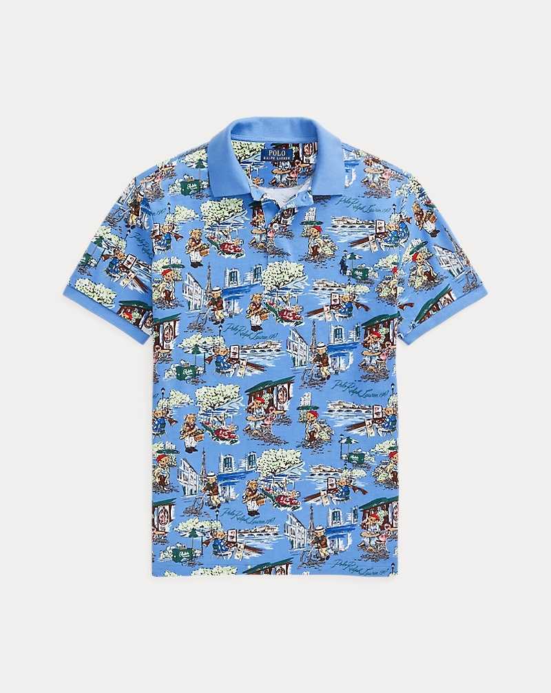 Camisa Polo Ralph Lauren Custom Slim Bear Mesh Hombre Azules Flores | QALIOJC-91 - vista 2