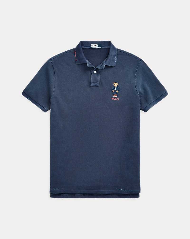 Camisa Polo Ralph Lauren Custom Slim Bear Mesh Hombre Azul Marino | EBZCUMY-92 - vista 2