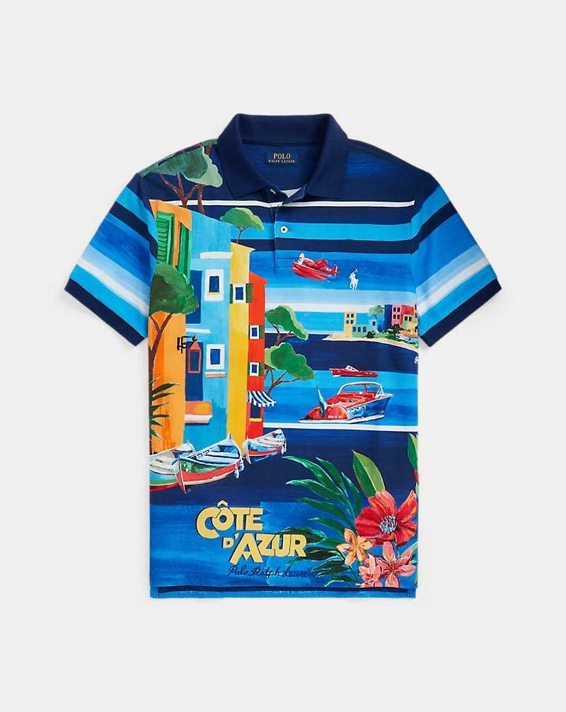 Camisa Polo Ralph Lauren Custom Slim Fit Print Mesh Hombre Azules | JFIUMEZ-16 - vista 2