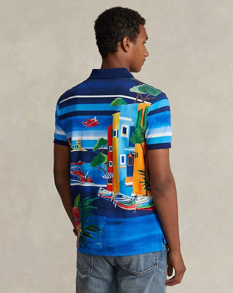 Camisa Polo Ralph Lauren Custom Slim Fit Print Mesh Hombre Azules | JFIUMEZ-16 - vista 4