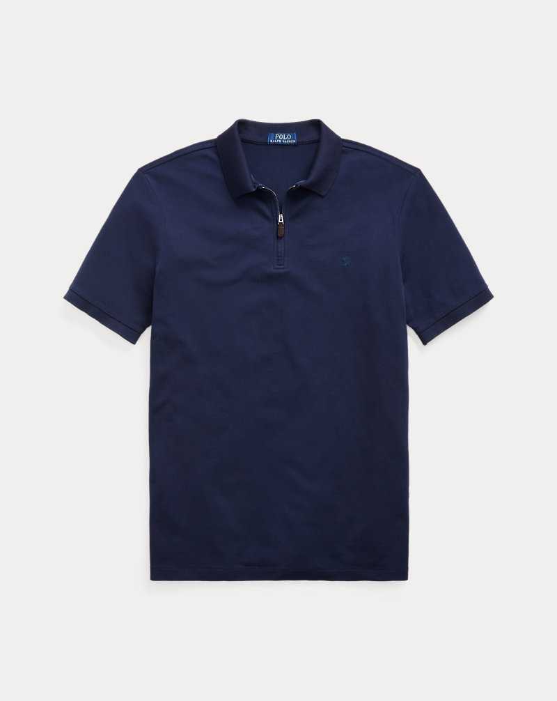 Camisa Polo Ralph Lauren Custom Slim Fit Stretch Mesh Hombre Azul Marino | KMZVTBA-50 - vista 2